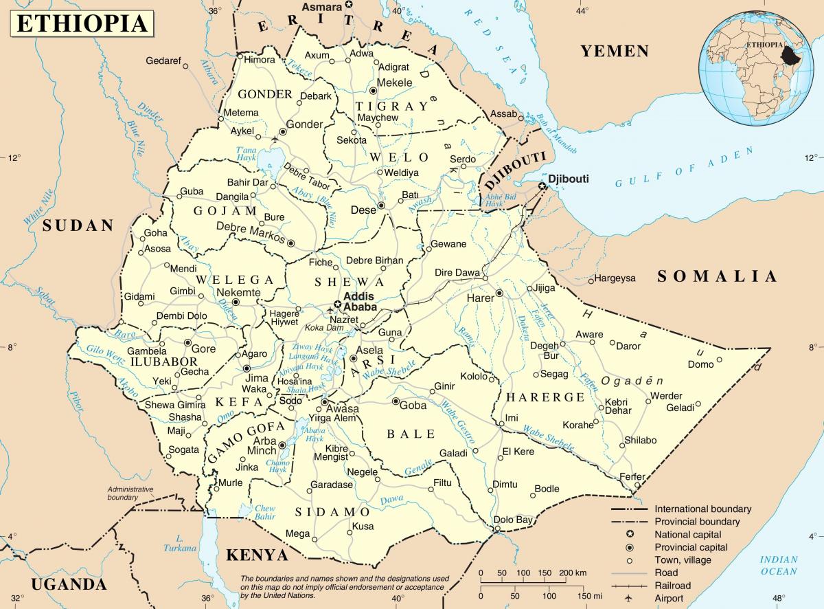 улс төрийн газрын зураг Этиопын